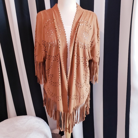 Xhilaration Tops - Boho Fringe & Faux Suede Top
